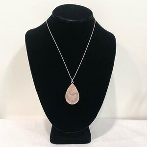 Sundance Catalog Horse Stamped Teardrop Pendant 925 Chain Necklace